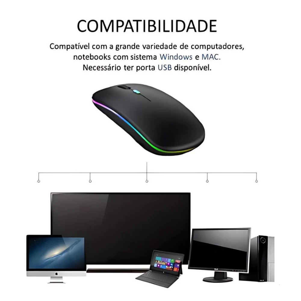 Mouse Sem Fio Recarregável
