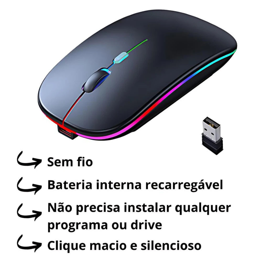 Mouse Sem Fio Recarregável