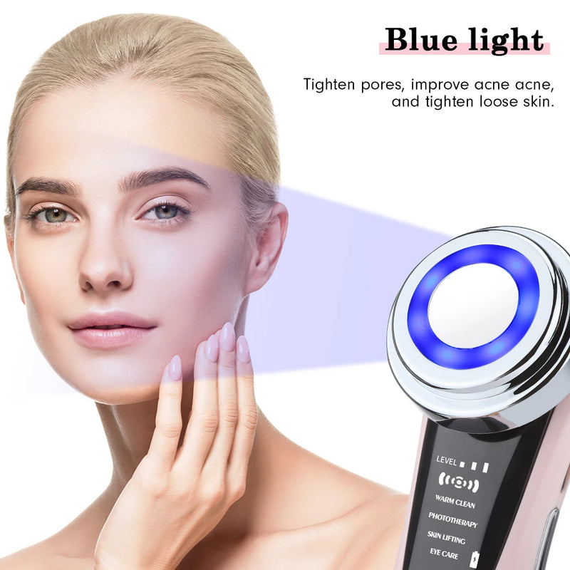 Massageador Facial Elétrico  Anti-Rugas  Anti-Acne Limpeza Facial Terapia de Luz - LED